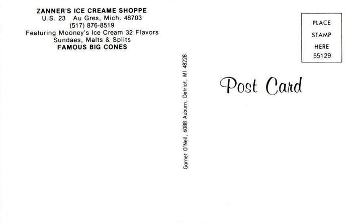 Zanners Ice Cream Shoppe - Vintage Postcard (newer photo)